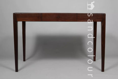 Joey Walnut Wood Desk – Black Leatherite
