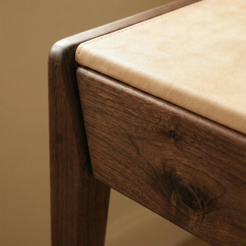 Joey Walnut Wood Desk – White Leatherite
