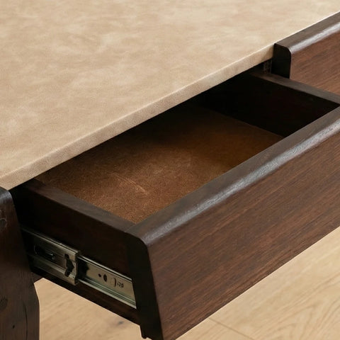 Joey Walnut Wood Desk – White Leatherite