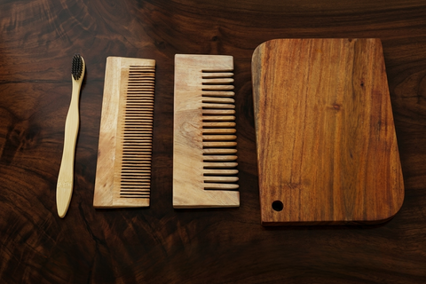 Chronos Acacia Board & Neem Grooming Kit (Combo, Set of 4)