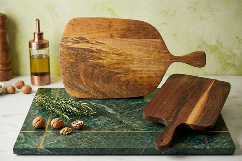 Helios Acacia & Mango Wood Baby Chopping Boards (Combo, Set of 2)