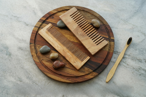 Round Acacia Chronos Board & Neem Grooming Kit (Combo, Set of 4)