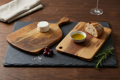Solid Acacia & Mango Wood Chopping Boards (Combo, Set of 2)