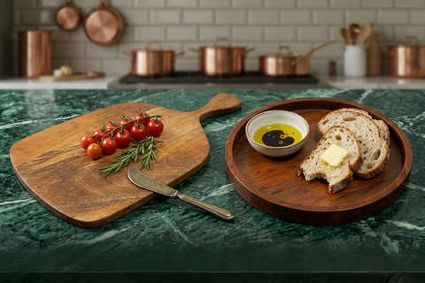 14.8" Acacia Tray & Mango Baby Chopping Board (Combo, Set of 2)