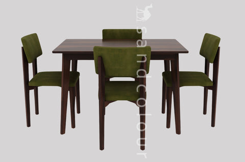 Latha 4 Seater Sheesham Wood Dining Set with Cushioned Chairs